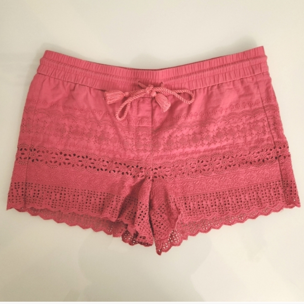 LOFT High Waist Pink Lace Shorts